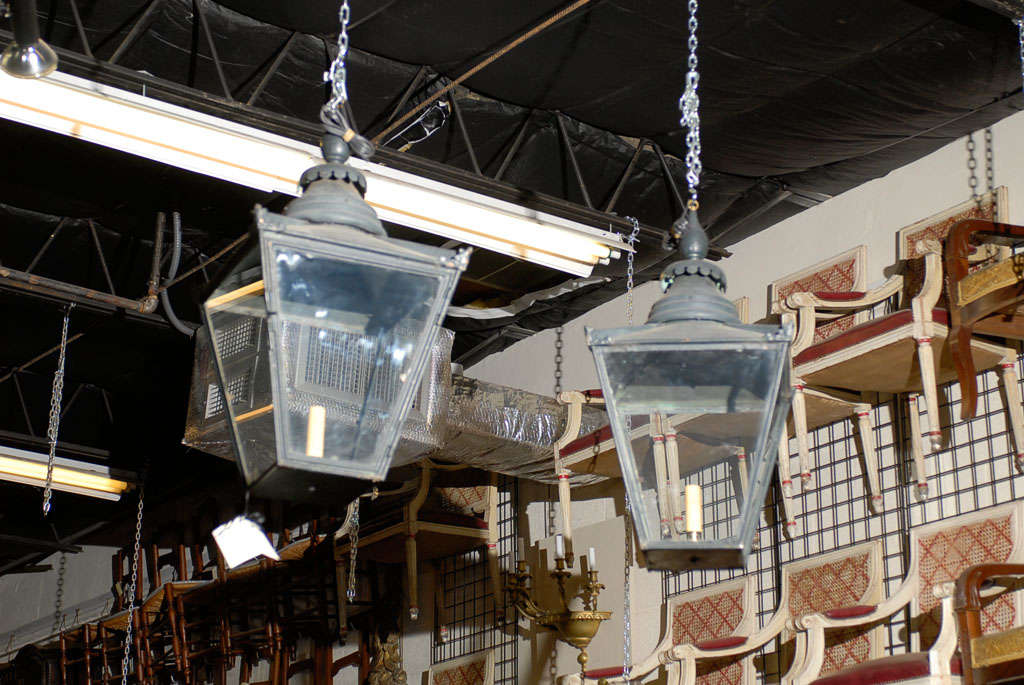 Large Pair of Wrought Iron Lanterns