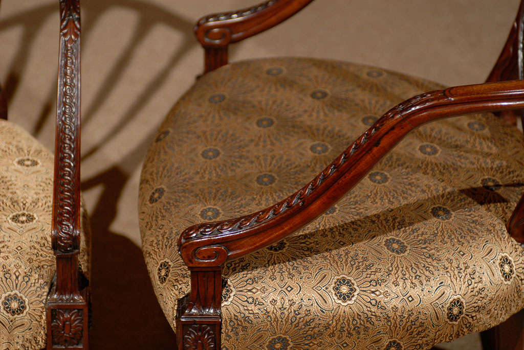 Mid 19th Century English Hepplewhite Style Mahogany Arm Chairs 5