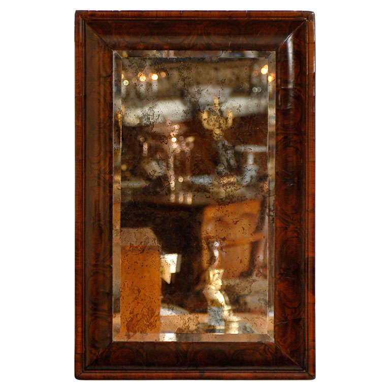 William & Mary English Oyster Veneer Walnut Mirror