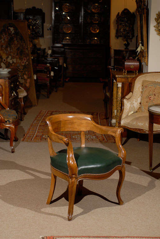 19th Century French Louis XV Style Walnut Desk Chair 1