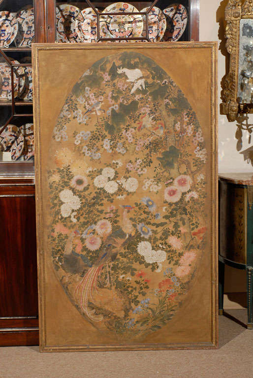 Pair of Large 19th Century Japanese Framed Paintings on Silk