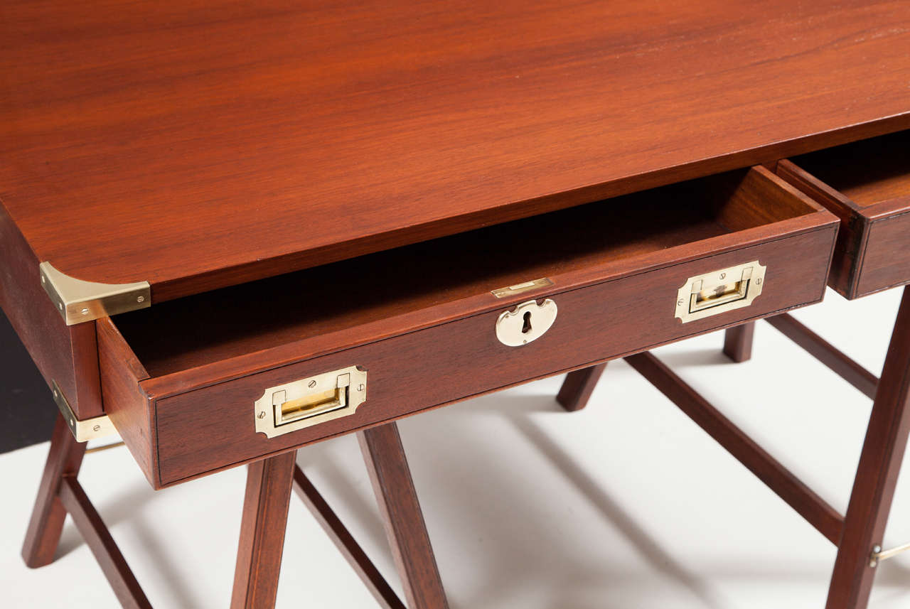 Mid-20th Century English Mahogany Campaign Desk