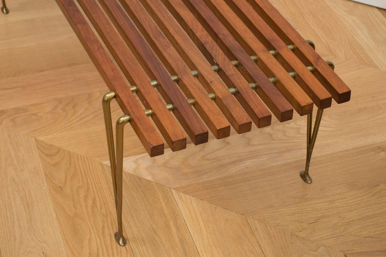 Hugh Acton Walnut Suspended Beam Bench 1