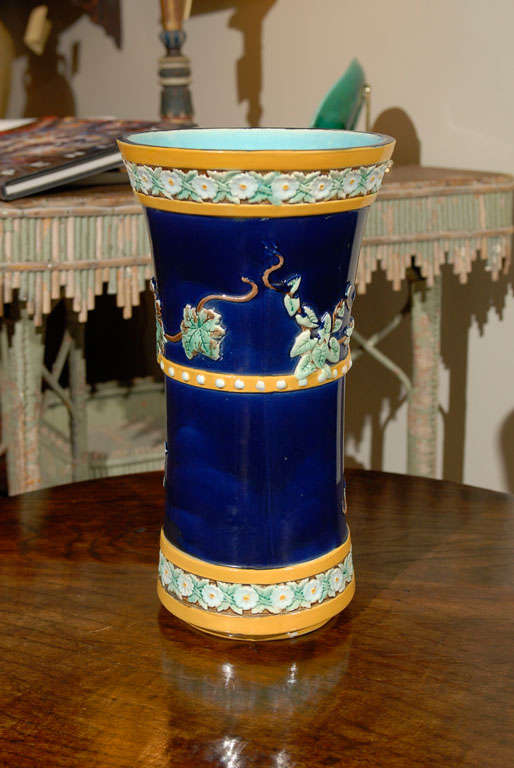19th Century Rare English Majolica Vase by Holdcroft c.1880s For Sale