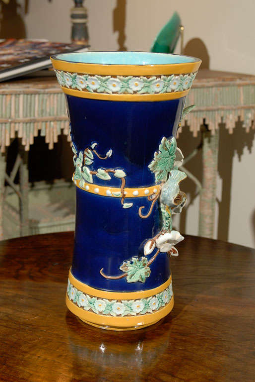 Pottery Rare English Majolica Vase by Holdcroft c.1880s For Sale
