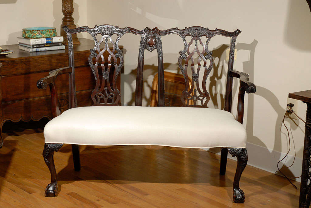 Mahogany C.1880's Chippendale Style Victorian Settee