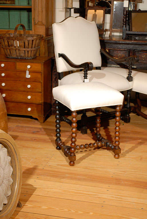 Tall Bobbin leg stool with new upholstery.2 stools available of this height, priced seperately.