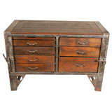 Belgian Iron and Wood Work Chest or Sideboard, Circa 1890