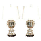 A Pair of Silver Urns as Lamps, Circa 1880