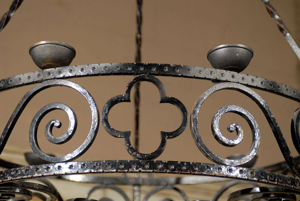 Pair Wrought Iron Gothic Candle Chandeliers 1