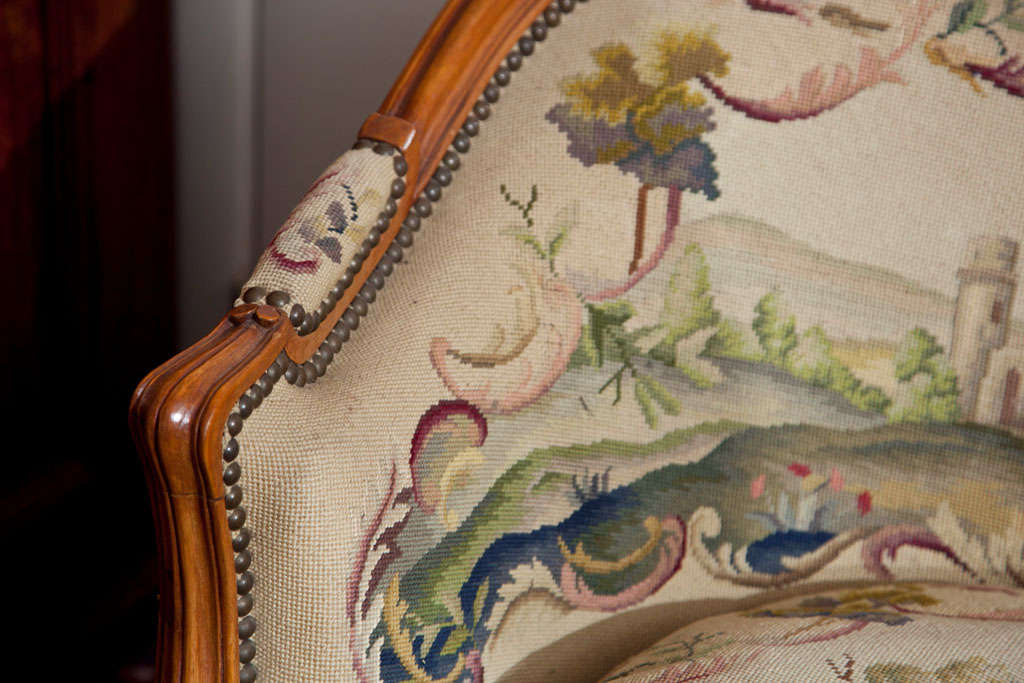 French Louis  Xv  Needlepoint  Covered  Settee