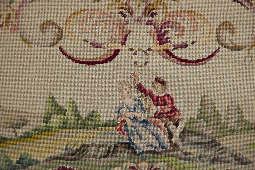 19th Century Louis  Xv  Needlepoint  Covered  Settee