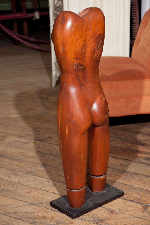 Carved Walnut  Torso  Sculpture by Frank Greco For Sale