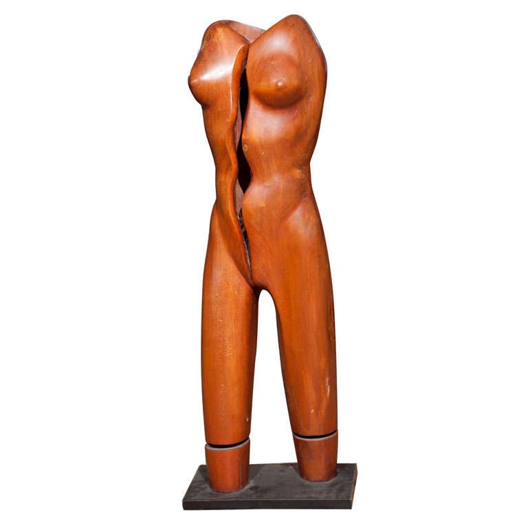 Walnut  Torso  Sculpture by Frank Greco For Sale