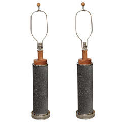 Interesting Pair Of "fabric Roll" Lamps