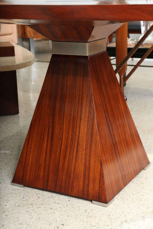 Italian Modern Rosewood and Stainless Breakfast/Center Table, Vittorio Introini In Excellent Condition In Hollywood, FL