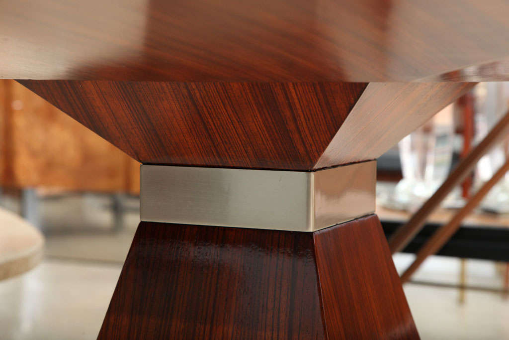 Mid-20th Century Italian Modern Rosewood and Stainless Breakfast/Center Table, Vittorio Introini