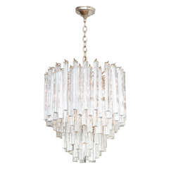 Sparkling Multi Tiered Venini Crystal Prism Chandelier