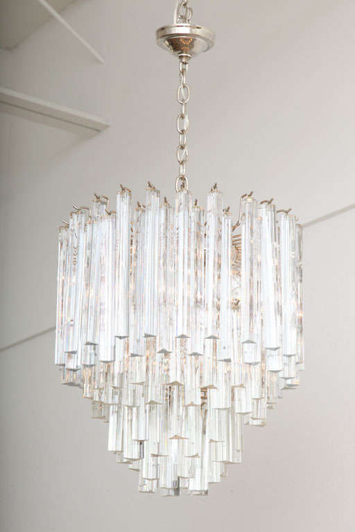 Sparkling Multi Tiered Venini Crystal Prism Chandelier at 1stDibs
