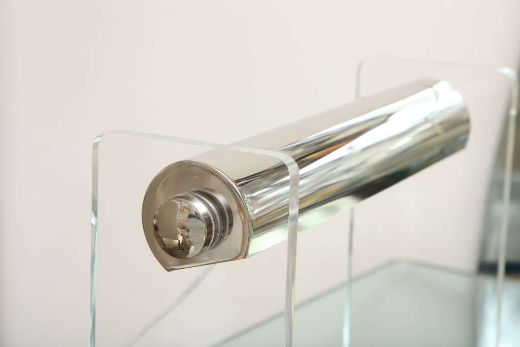 Acrylic Chrome and Lucite Desk Lamp by Pierre Cardin