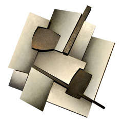 Chris Hill welded steel and acrylic paint wall sculpture
