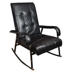 Leather Rocker by Jacques Adnet