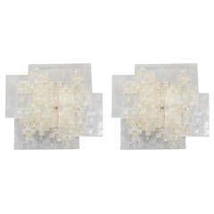 Pair of Italian glass block sconces