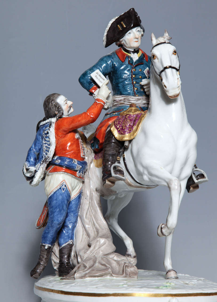Empire A 19th Century Meissen Group of Calvary General Mikhail Kutuzov with Aide de Camp