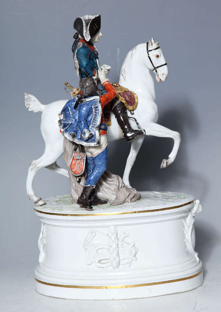 Porcelain A 19th Century Meissen Group of Calvary General Mikhail Kutuzov with Aide de Camp