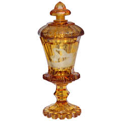 Large Bohemian Glass Covered  Urn