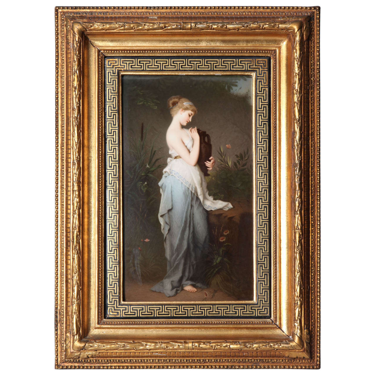 A Very Fine and Large Antique KPM Porcelain Plaque of a Beauty in Neoclassical Attire