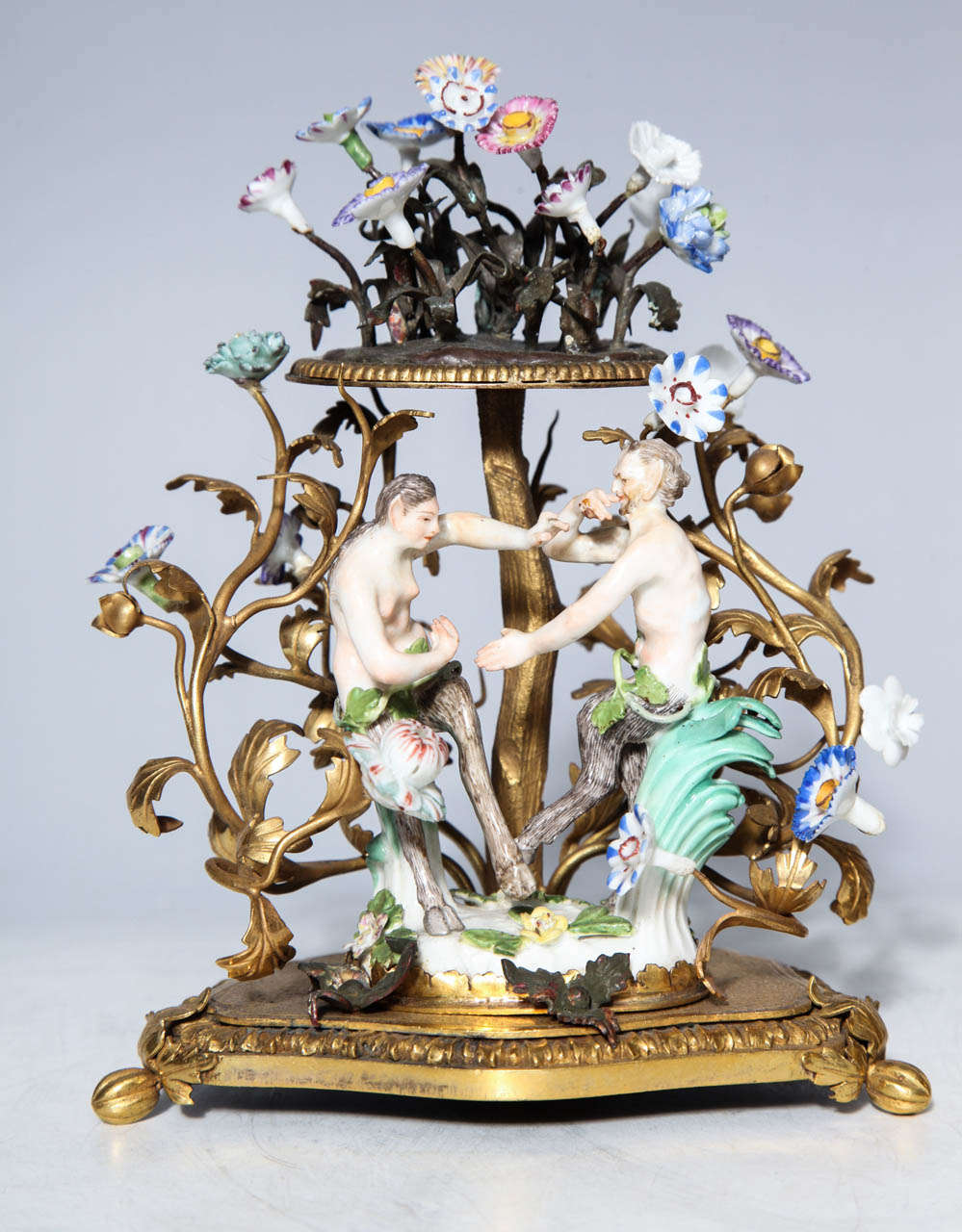 Rococo Revival Pair of 18th Century Meissen Porcelain Groups in Dore Bronze Mounts, circa 1770 For Sale