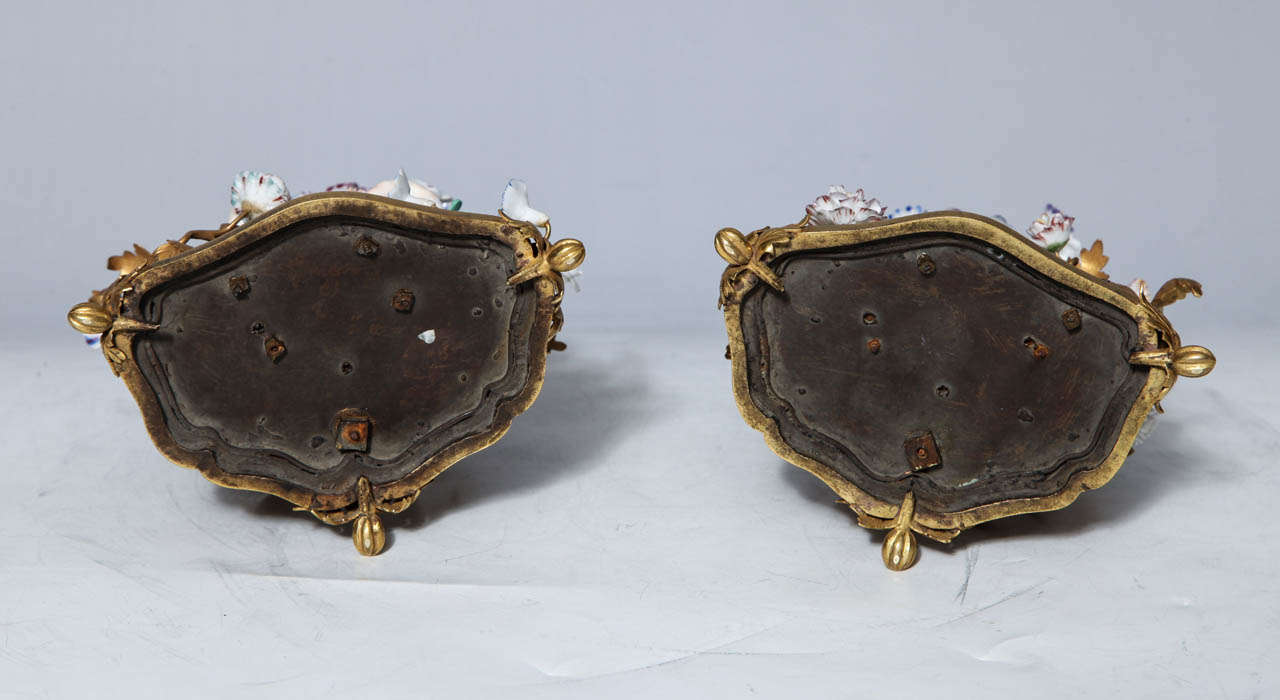 Pair of 18th Century Meissen Porcelain Groups in Dore Bronze Mounts, circa 1770 For Sale 4