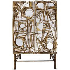 Mirrored Lucite Cabinet "Gio Pomodoro" Sculptural Doors