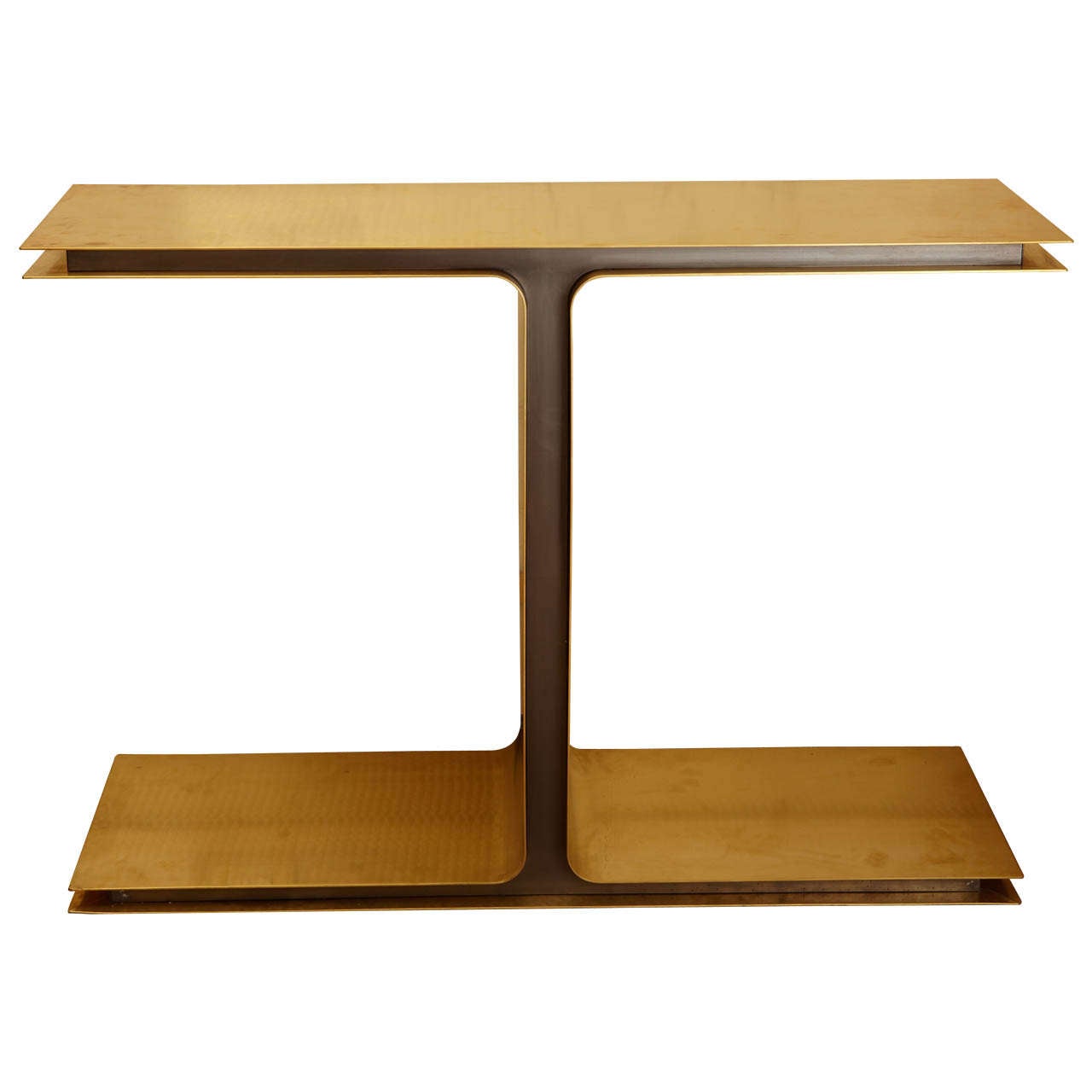 console italienne en laiton "T" des années 1970