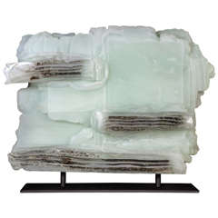 "Partition " Iceberg, Pâte de Verre Sculpture by Marc Lepilleur Unique Piece