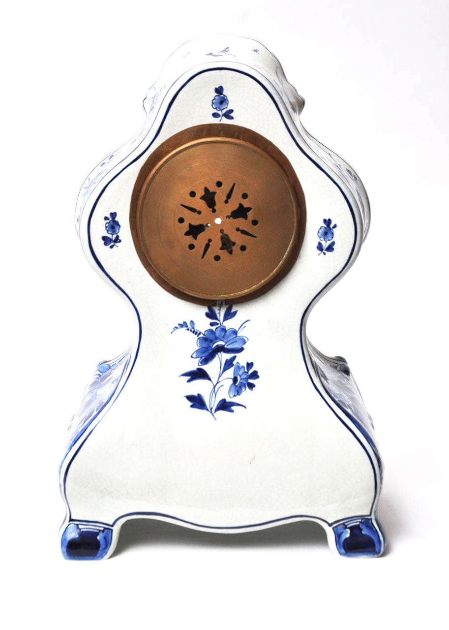 Dutch Delft Porcelain Mantel Clock For Sale