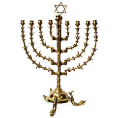 19th Century Polish Bronze Hanukiah "Menorah" 9