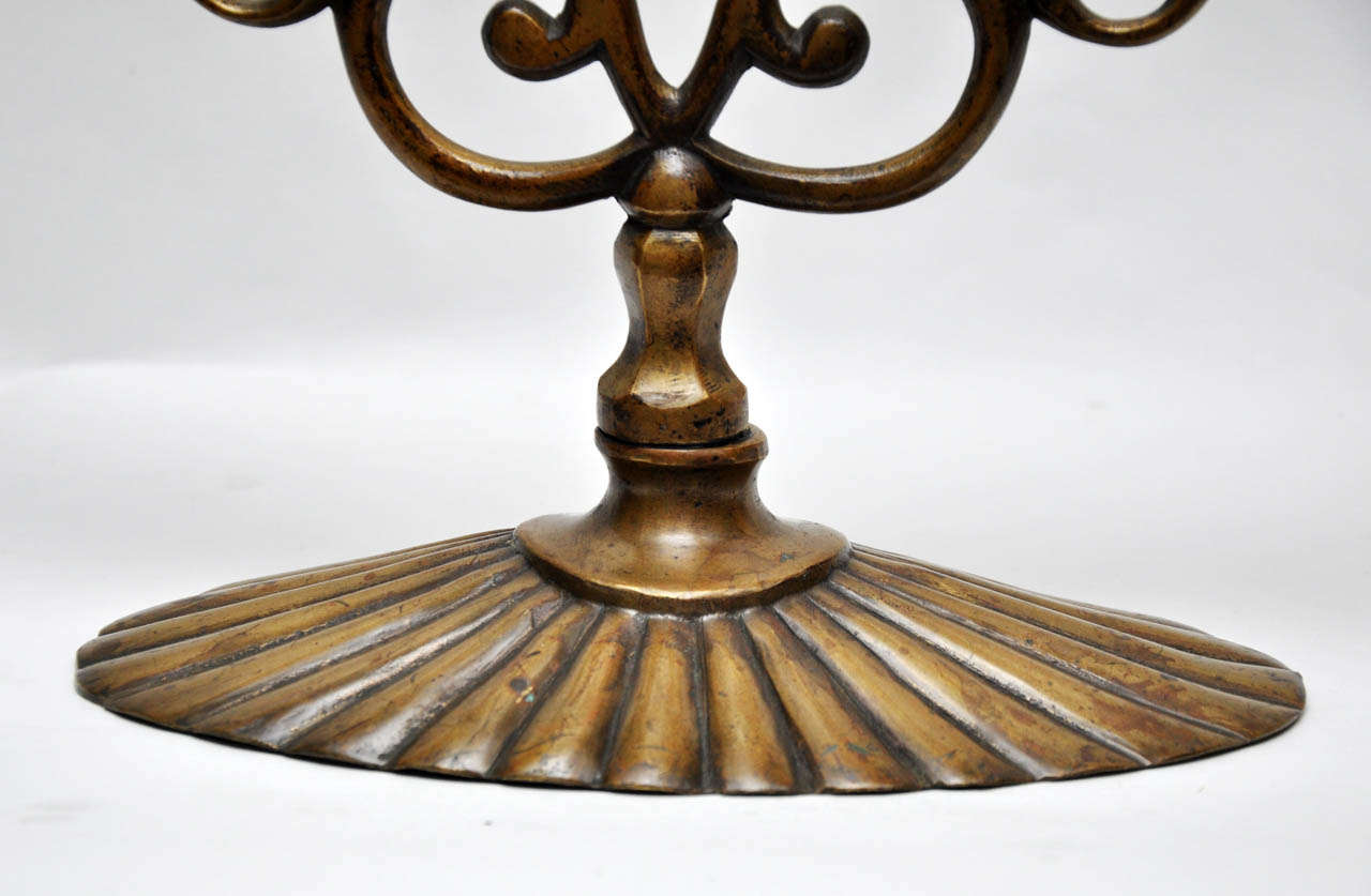 Pair of 19th Century Bronze Synagogue Menorahs For Sale 1