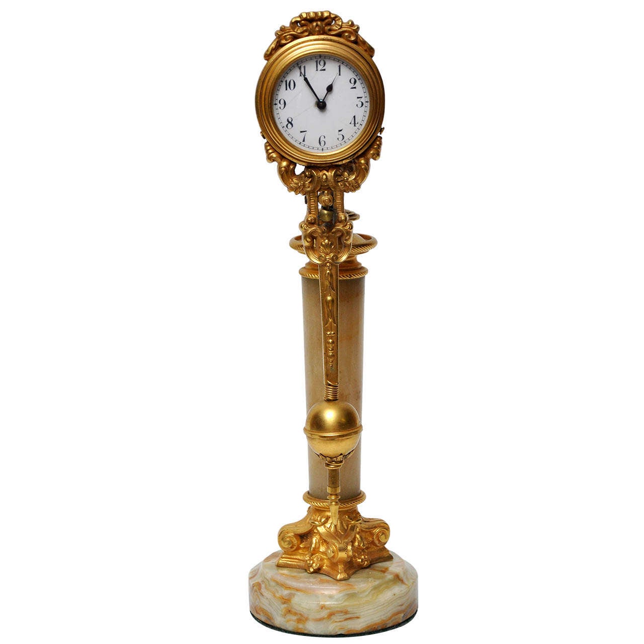 Horloge mystérieuse néoclassique en bronze doré, France, 1880 en vente