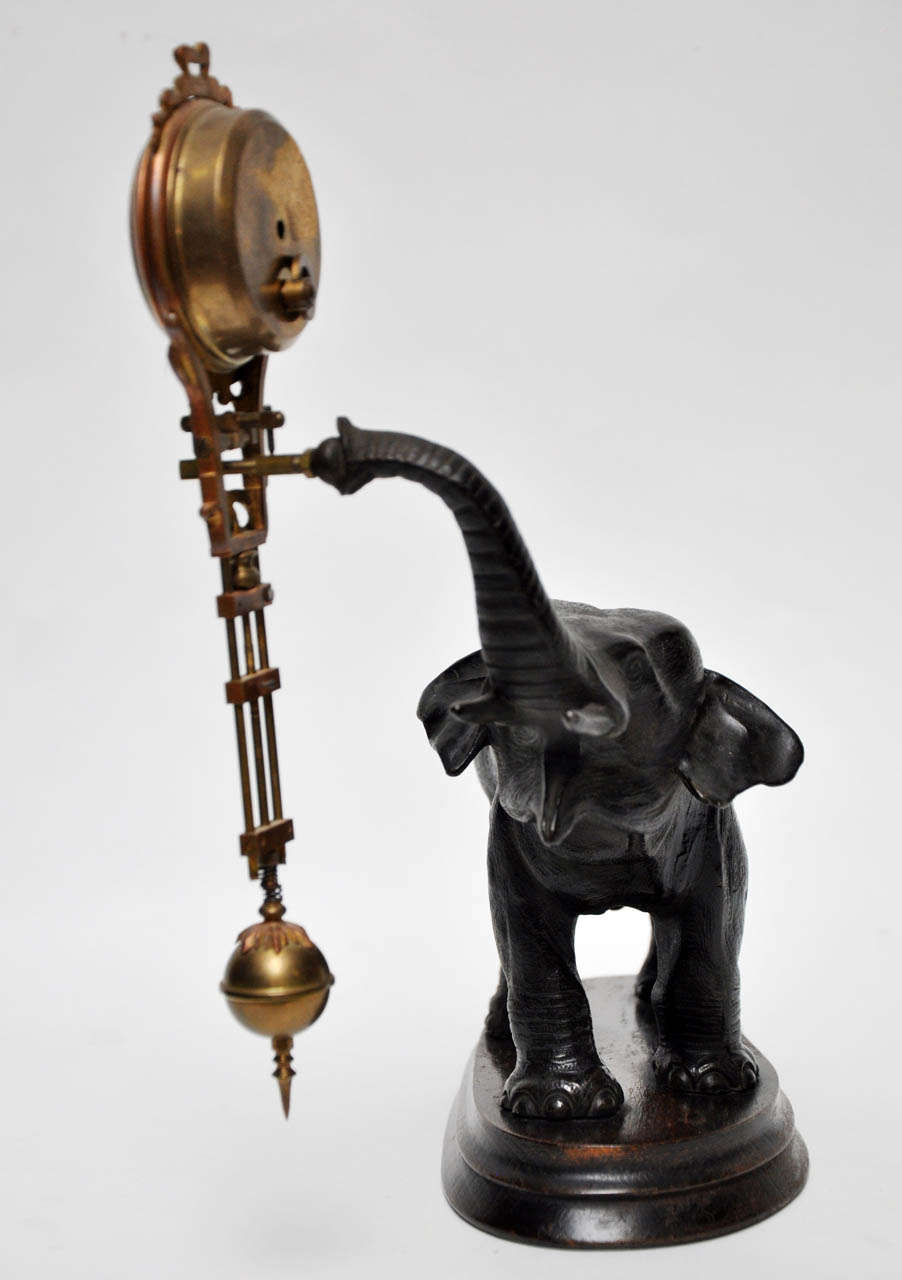 German Patinated Bronze Elephant Clock, France, 1880 For Sale