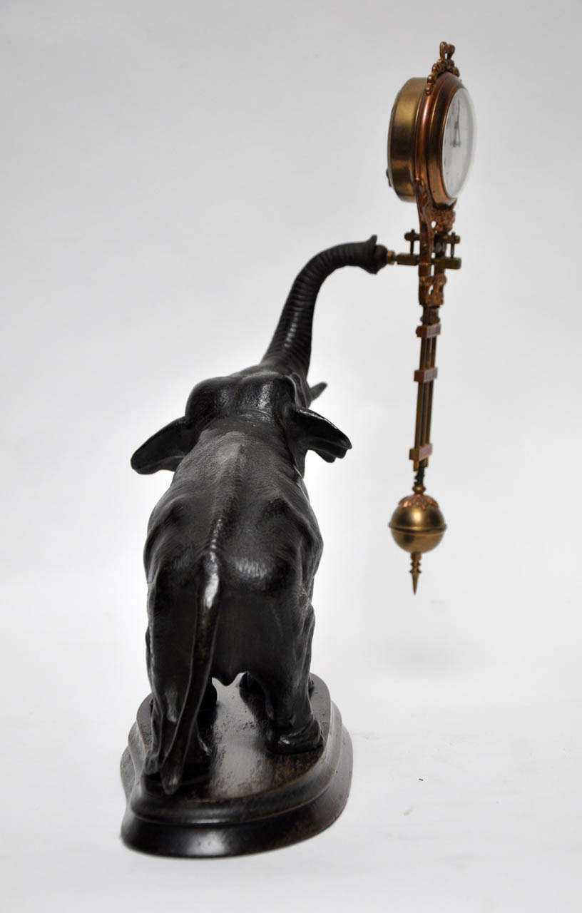Patinated Bronze Elephant Clock, France, 1880 For Sale 1