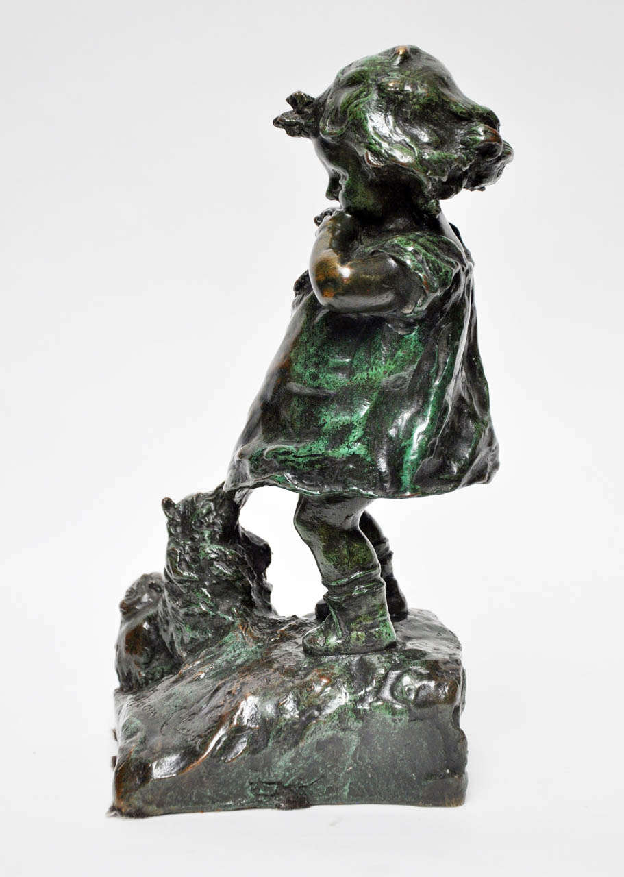 Art Nouveau Signed Juan Clara Bronze Figurine For Sale