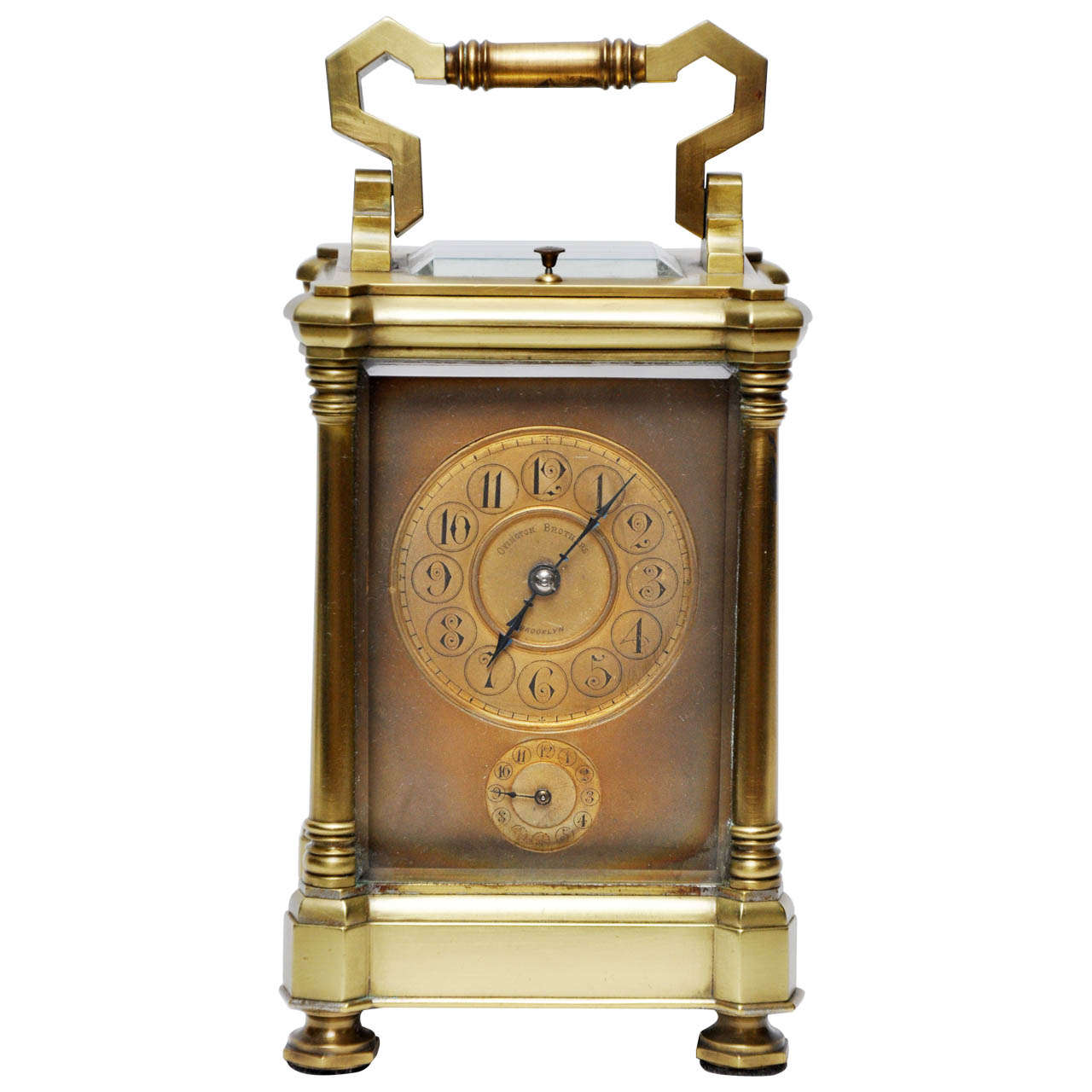 Antique French Brass Carriage Clock For Sale