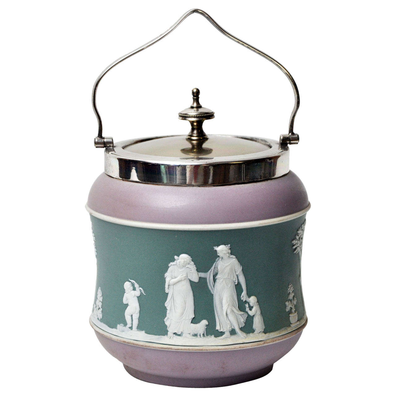 Antique Tri-Color Wedgwood Biscuit Jar For Sale