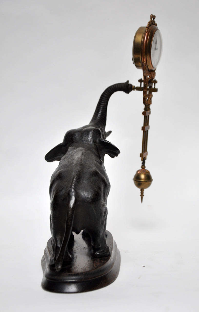 French Bronze Elephant Clock For Sale at 1stdibs
