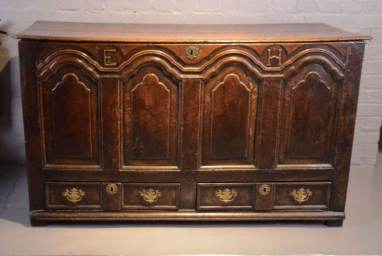 An Impressive Mid 17th Century Oak Mule Chest.