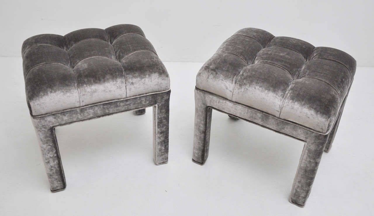 Milo Baughman Tufted Stools In Excellent Condition In Chicago, IL