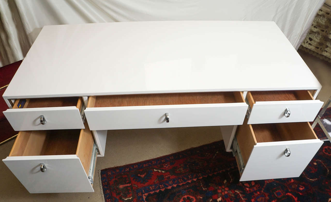 American Mid-Century Modern White Laquered Desk - Saturday Sale