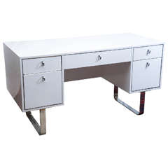 Used Mid-Century Modern White Laquered Desk - Saturday Sale